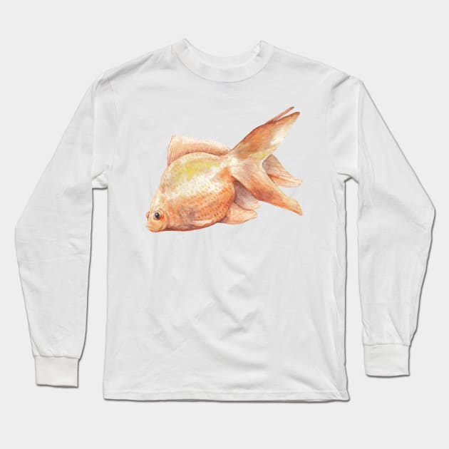 Watercolor Goldfish Long Sleeve T-Shirt by wanderinglaur